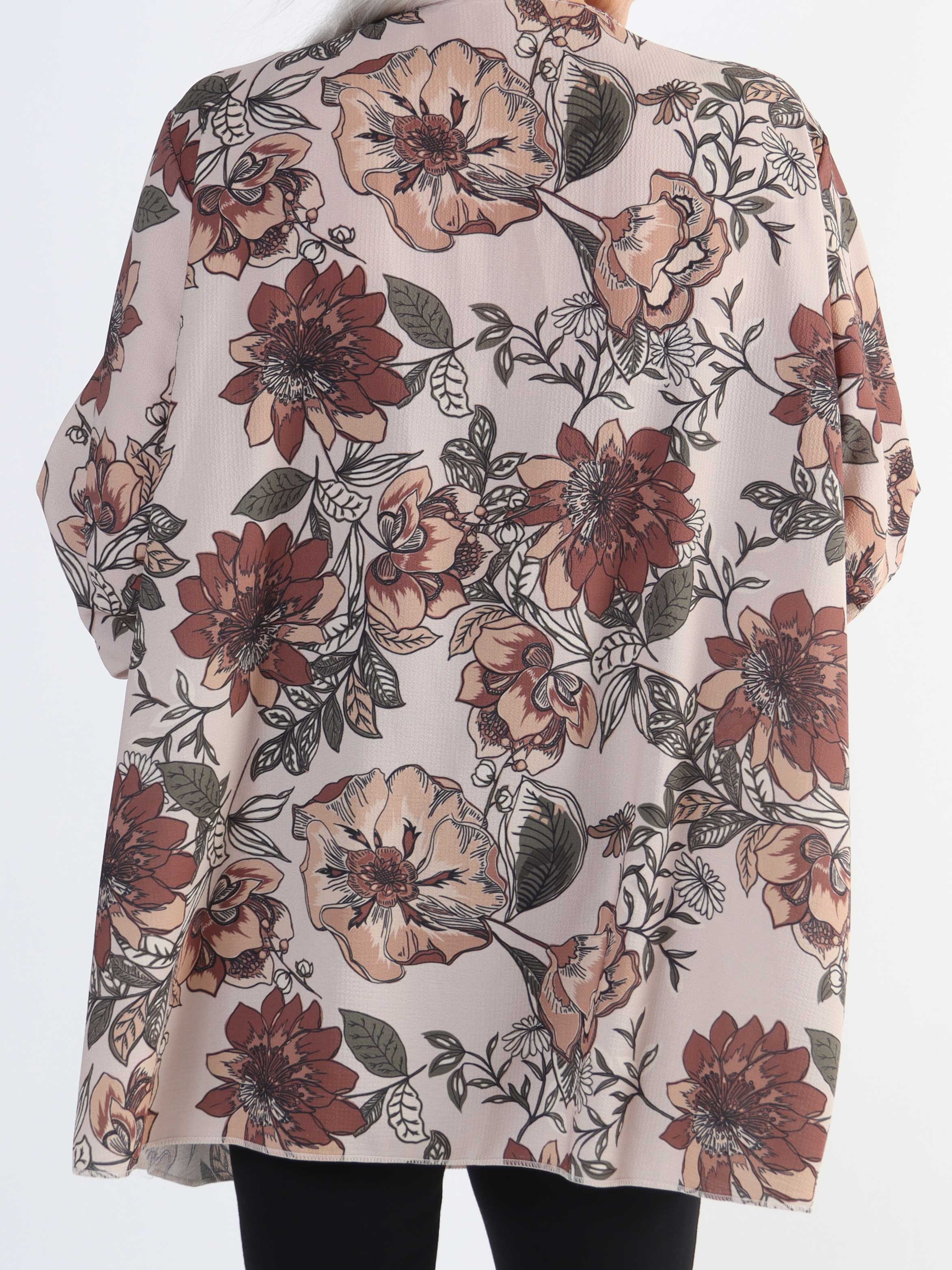 Claudia Flower - Plus size tunika med blomsterprint og lynlås